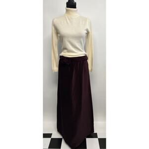 Vintage Velvet Burgundy Maxi Skirt Womens 7/8 Belt Gothic Vampire Witchy Boho
